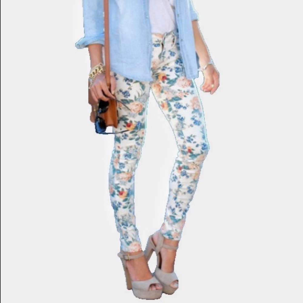 Bullhead Skinniest Floral-Print Jeans, Size 3